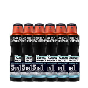 Carbon Protect deodorant spray - 6 x 150 ml - voordeelverpakking