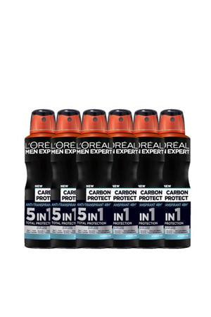 Carbon Protect deodorant spray - 6 x 150 ml - voordeelverpakking