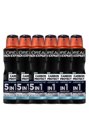 Carbon Protect deodorant spray - 6 x 150 ml - voordeelverpakking