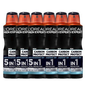 Carbon Protect deodorant spray - 6 x 150 ml - voordeelverpakking