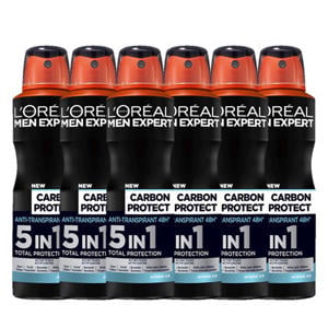 Carbon Protect deodorant spray - 6 x 150 ml - voordeelverpakking