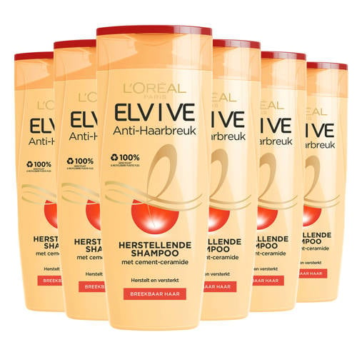 Wehkamp L'Oréal Paris Elvive Anti-Haarbreuk shampoo - 6 x 250 ml - voordeelverpakking aanbieding
