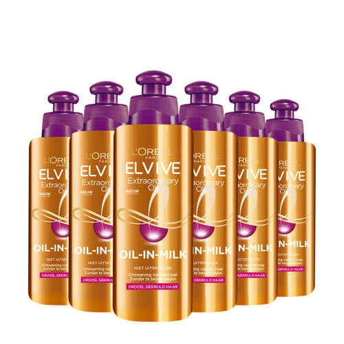 Wehkamp L'Oréal Paris Elvive Extraordinary Oil Oil-in-Milk melkcrème - 6 x 200 ml - voordeelverpakking aanbieding