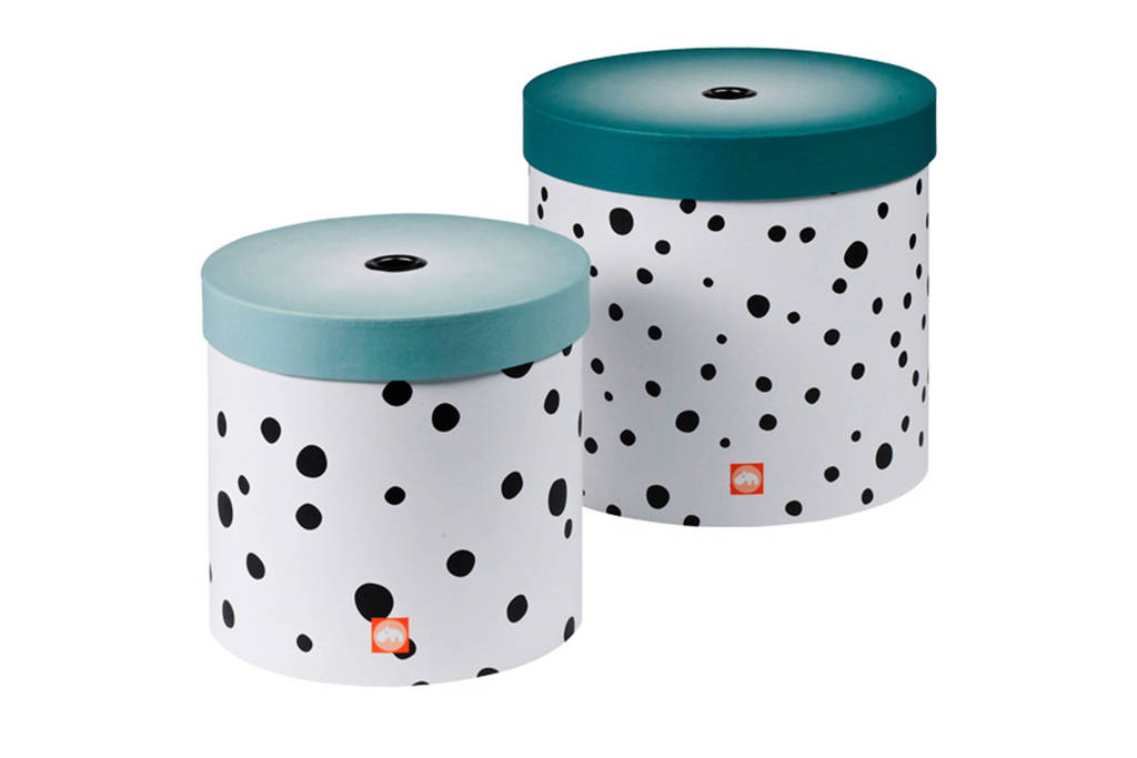 Done by Deer Happy Dots ronde opbergdoos set (2 stuks) blauw, Blauw