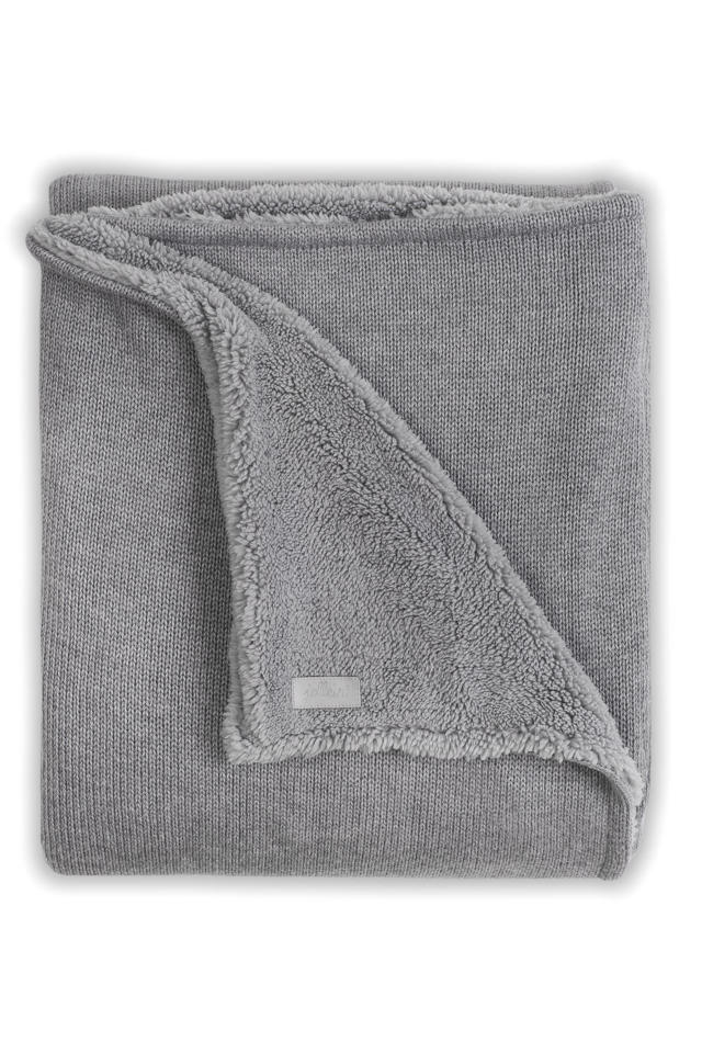 Tomaat verdrietig Per Jollein Natural Knit winter ledikantdeken 100x150 cm grijs | wehkamp