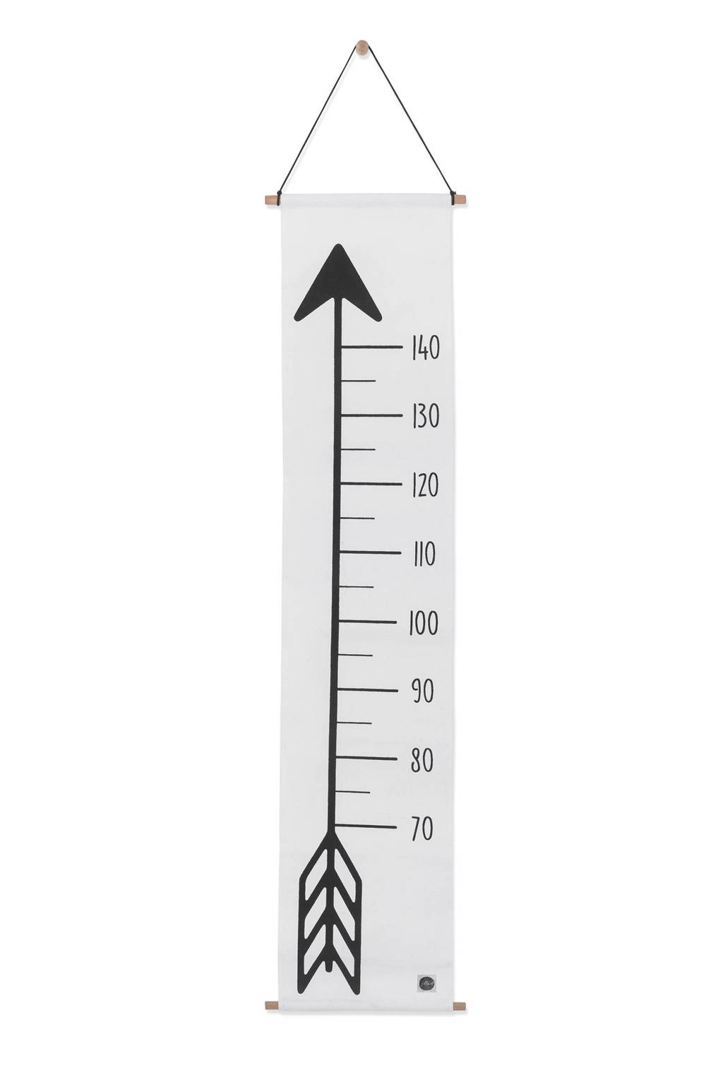 Jollein indians canvas groeimeter zwart/wit, Zwart, wit