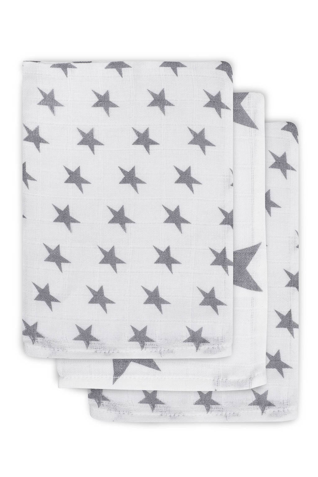 Jollein little star hydrofiel washandjes antraciet (3 stuks)