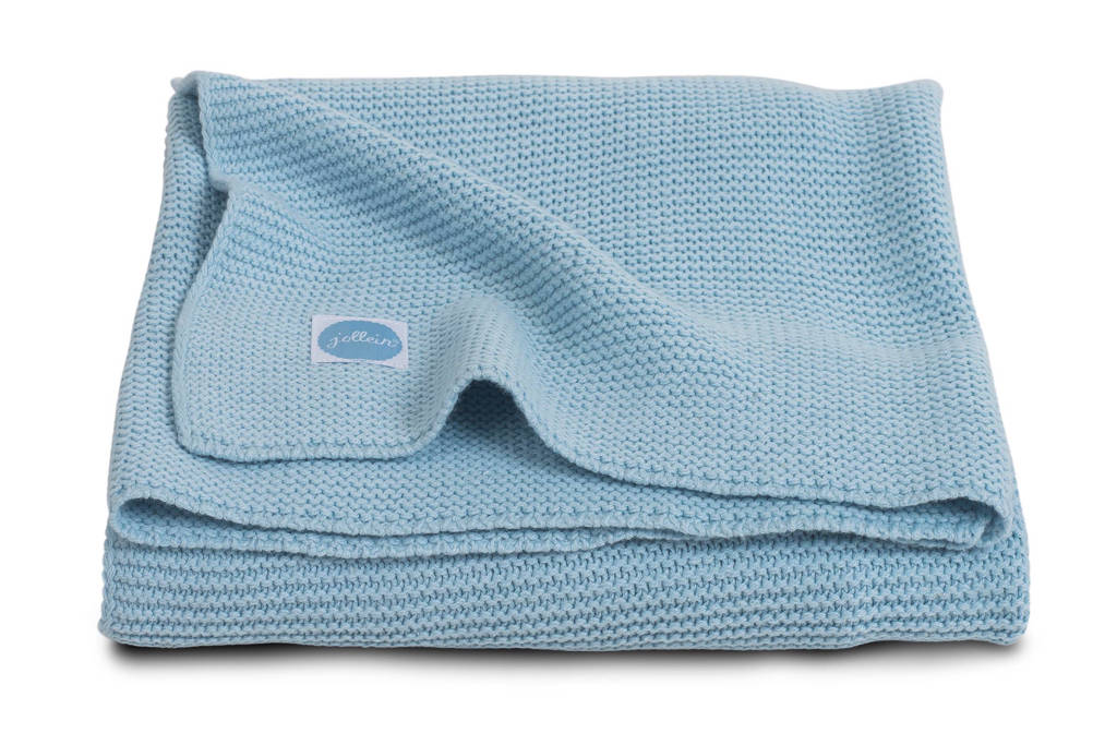 Jollein Basic Knit ledikantdeken 100x150 cm ice blue, Ice Blue