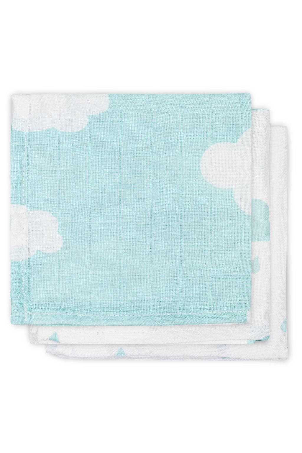 Jollein Clouds hydrofiele monddoekjes 31x31 cm (3 stuks) jade/wit