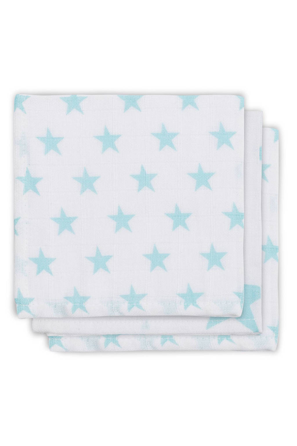Jollein Little star hydrofiele monddoekjes 31x31 cm (3 stuks) jade, Jade/wit