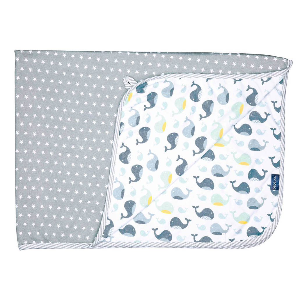 bebe-jou Wally whale wikkeldoek wit/blauw
