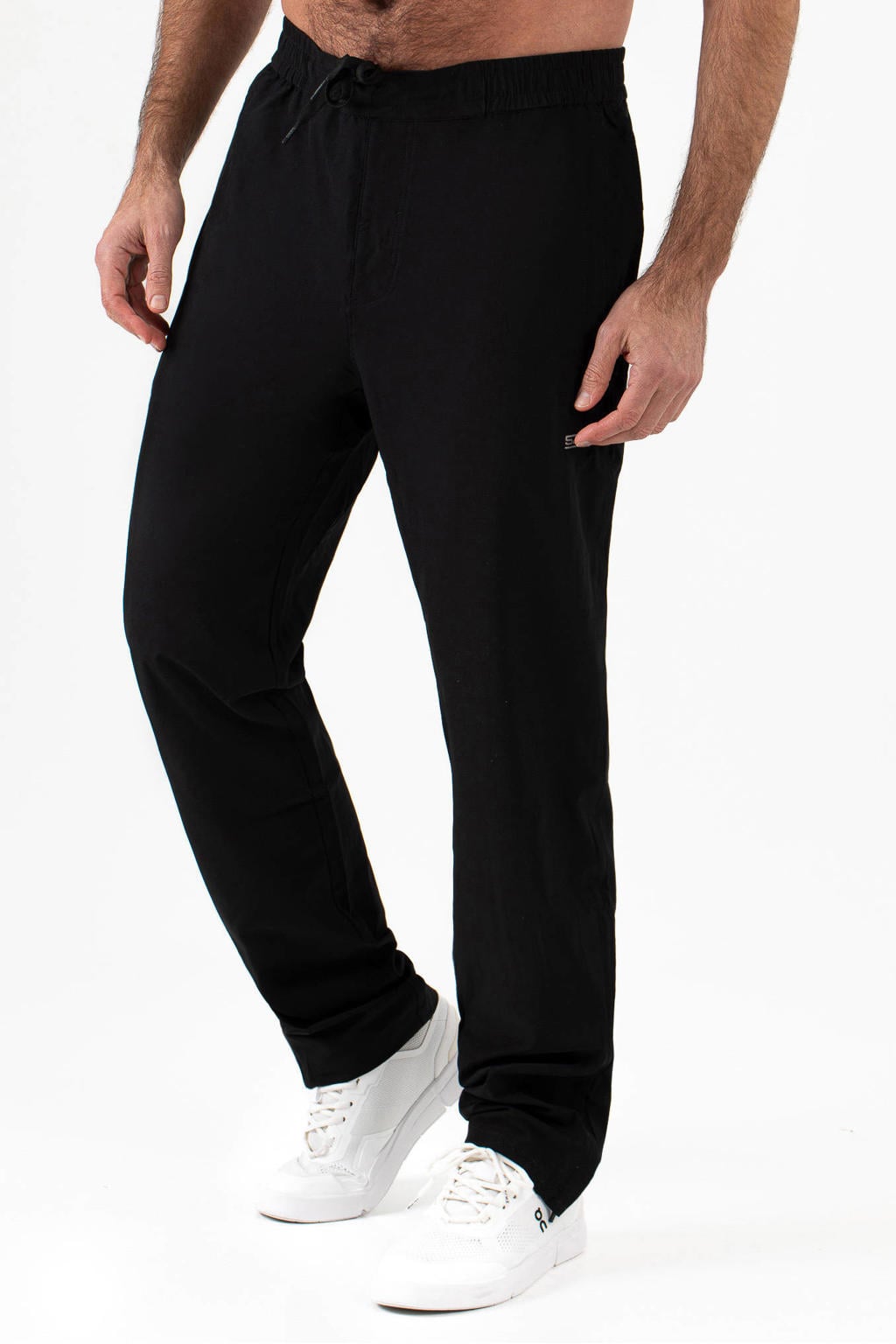 Zwarte heren Sjeng Sports trainingsbroek Valencia van polyester met regular fit, regular waist en effen