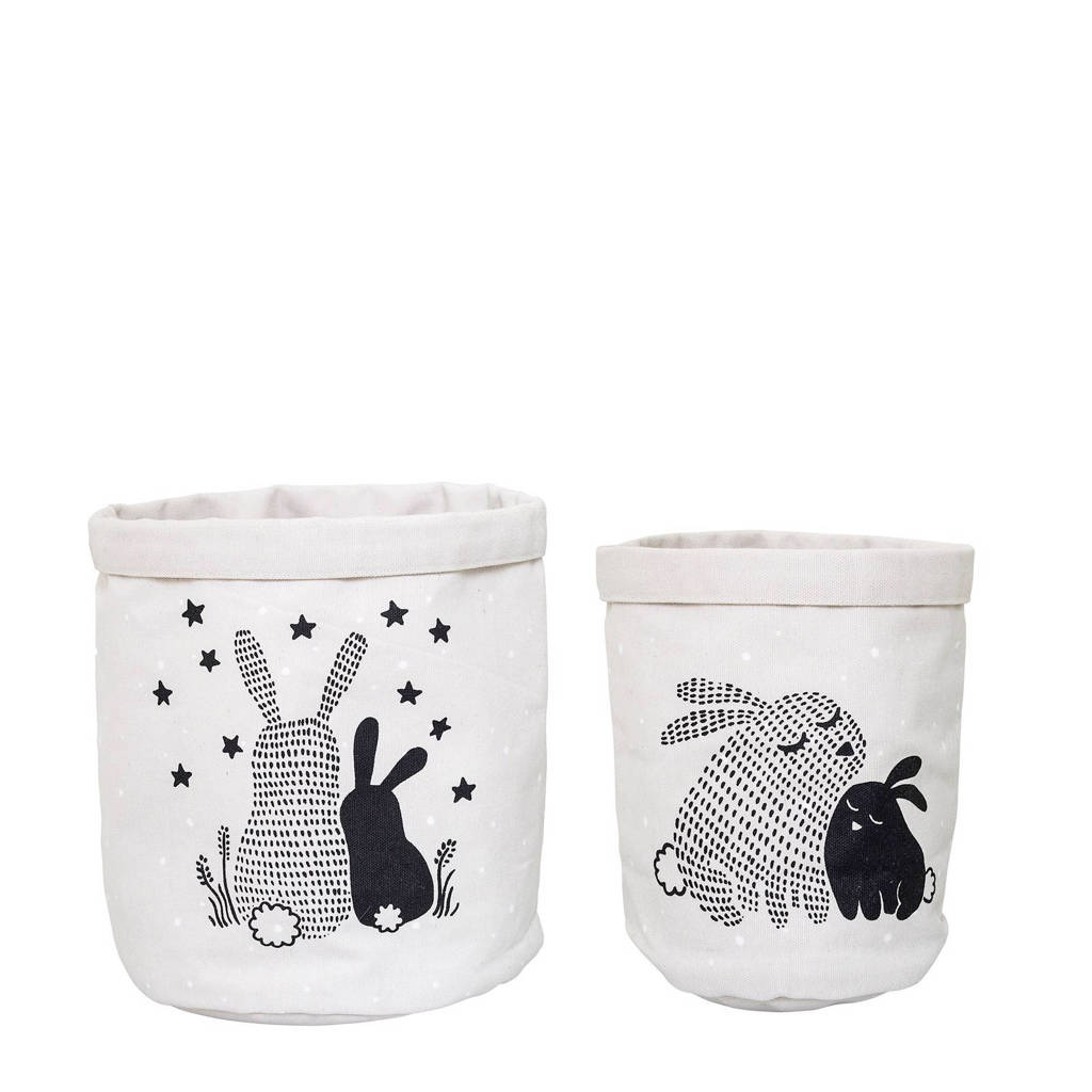 Bloomingville Mini opbergmand (set van 2), off white/zwart