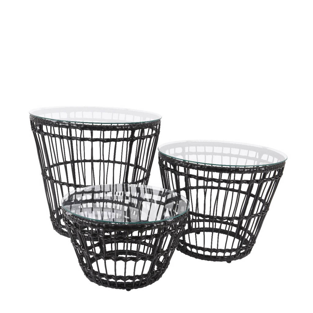 Garden Furniture Bijzettafels (set van 3), Zwart