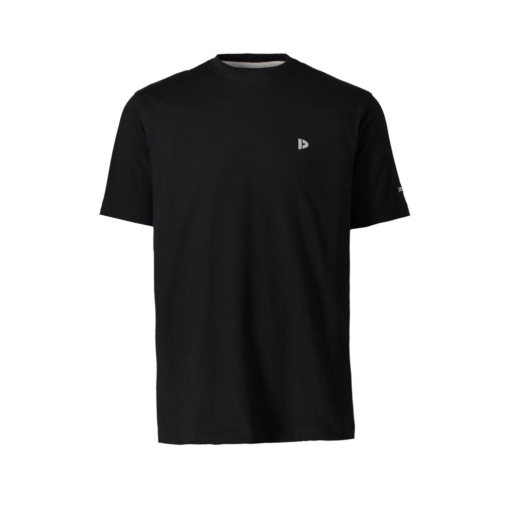 Zwarte heren Donnay sport T-shirt van katoen met korte mouwen en ronde hals
