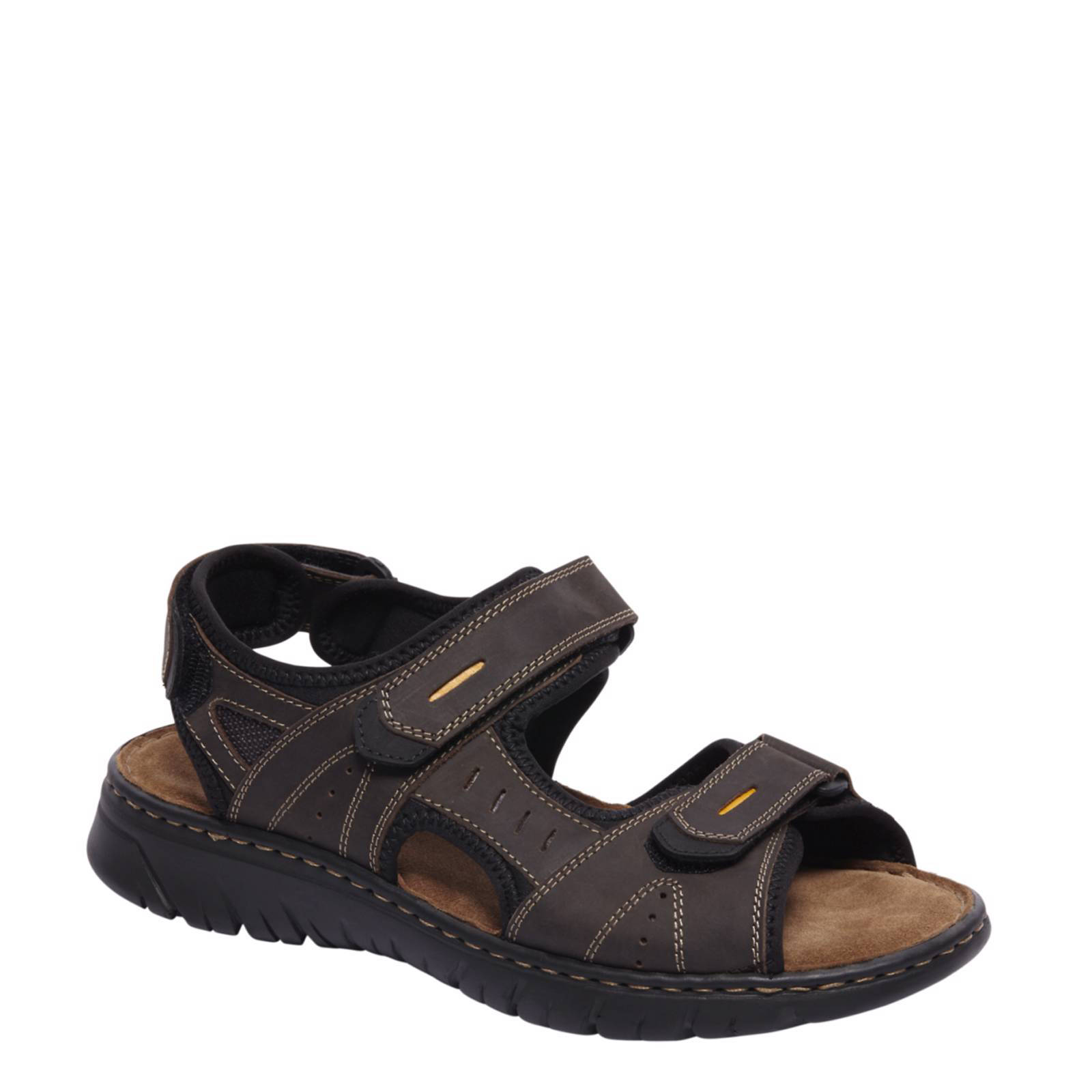 vanHaren Bjorndal leren sandalen donkerbruin | wehkamp