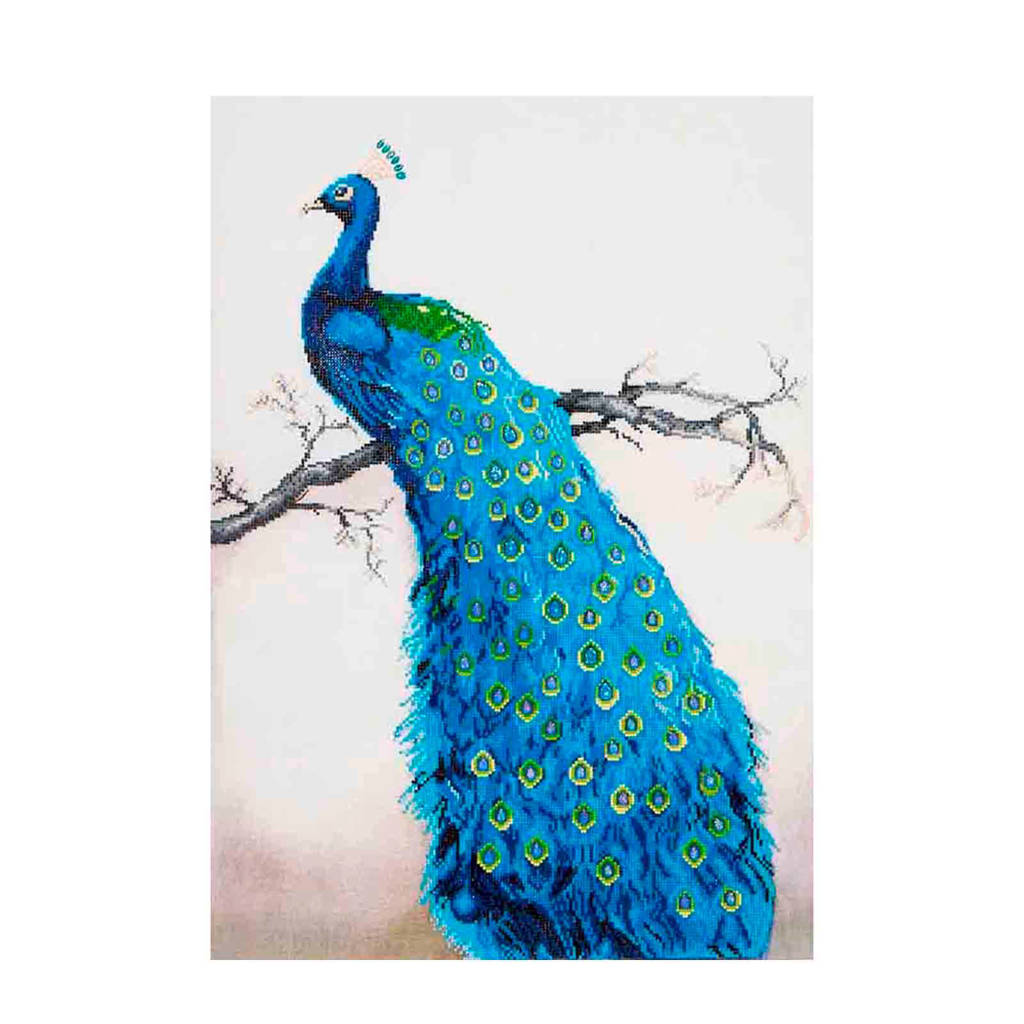 Diamond Dotz blauwe pauw 60x84 cm