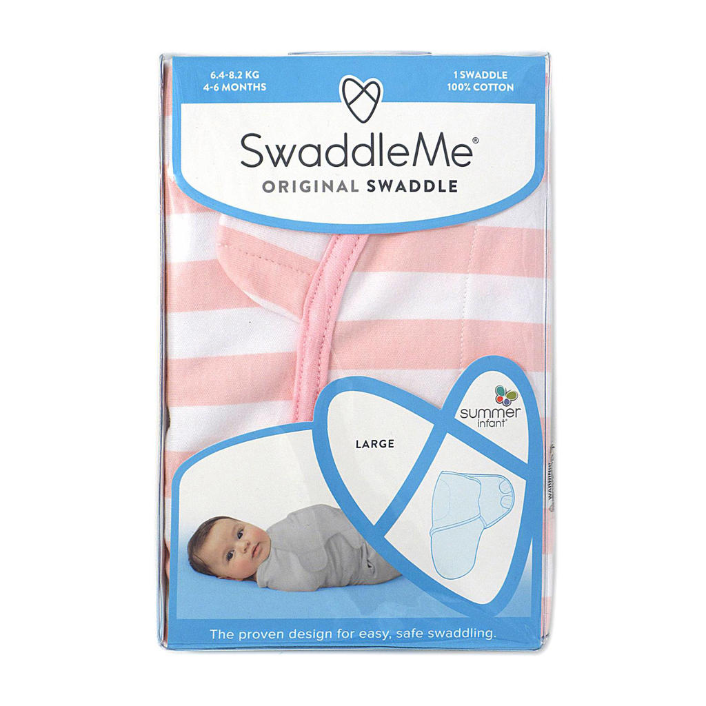 SwaddleMe inbakerdoek large roze/wit wehkamp