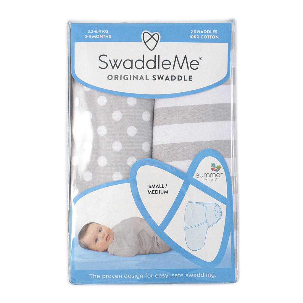 SwaddleMe inbakerdoek small grijs (2 stuks) wehkamp