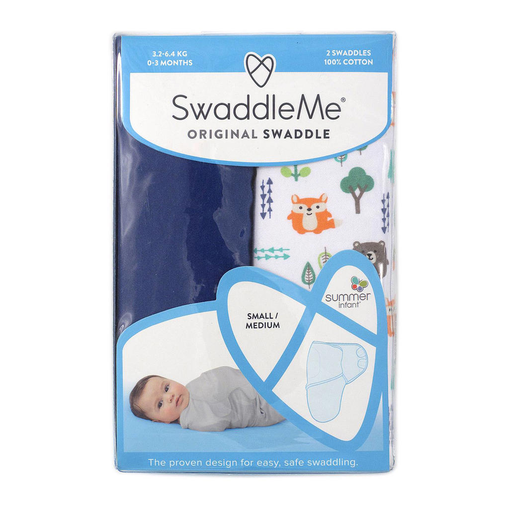 SwaddleMe inbakerdoek small blauw/multi (2 stuks) wehkamp