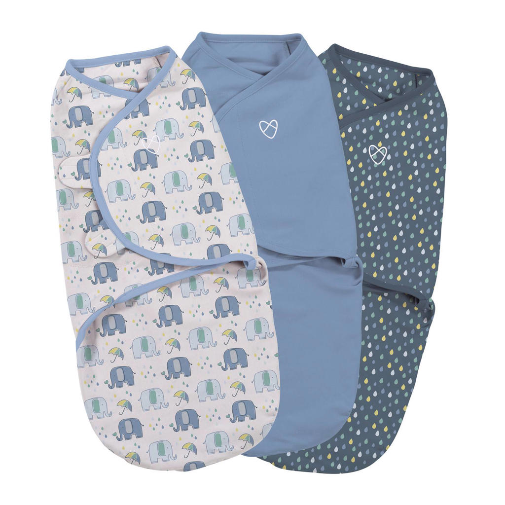 SwaddleMe inbakerdoek small blauw/wit (3 stuks) wehkamp