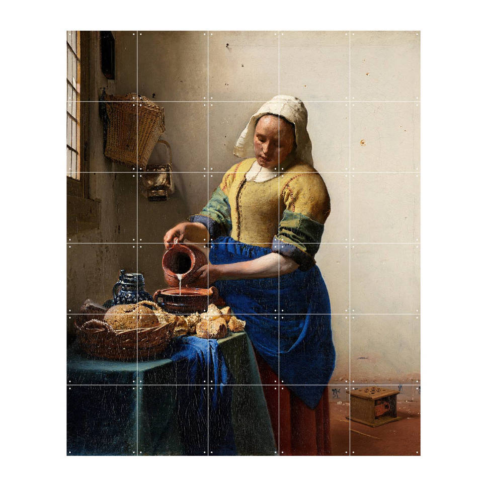 IXXI wanddecoratie The Milkmaid (100x120 cm) , Bruin, zand, geel, blauw