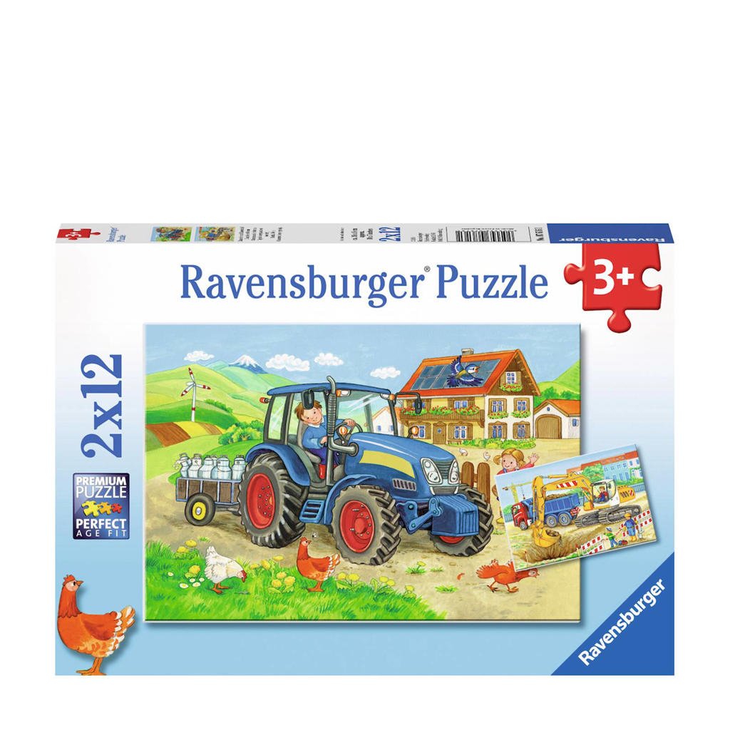 Ravensburger Op de bouwplaats en boerderij  legpuzzel 12 stukjes