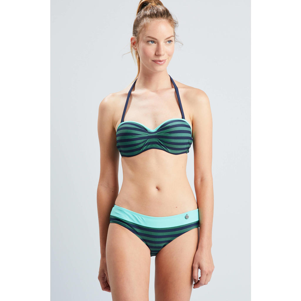 Beachlife gestreept bikinibroekje donkerblauw/groen