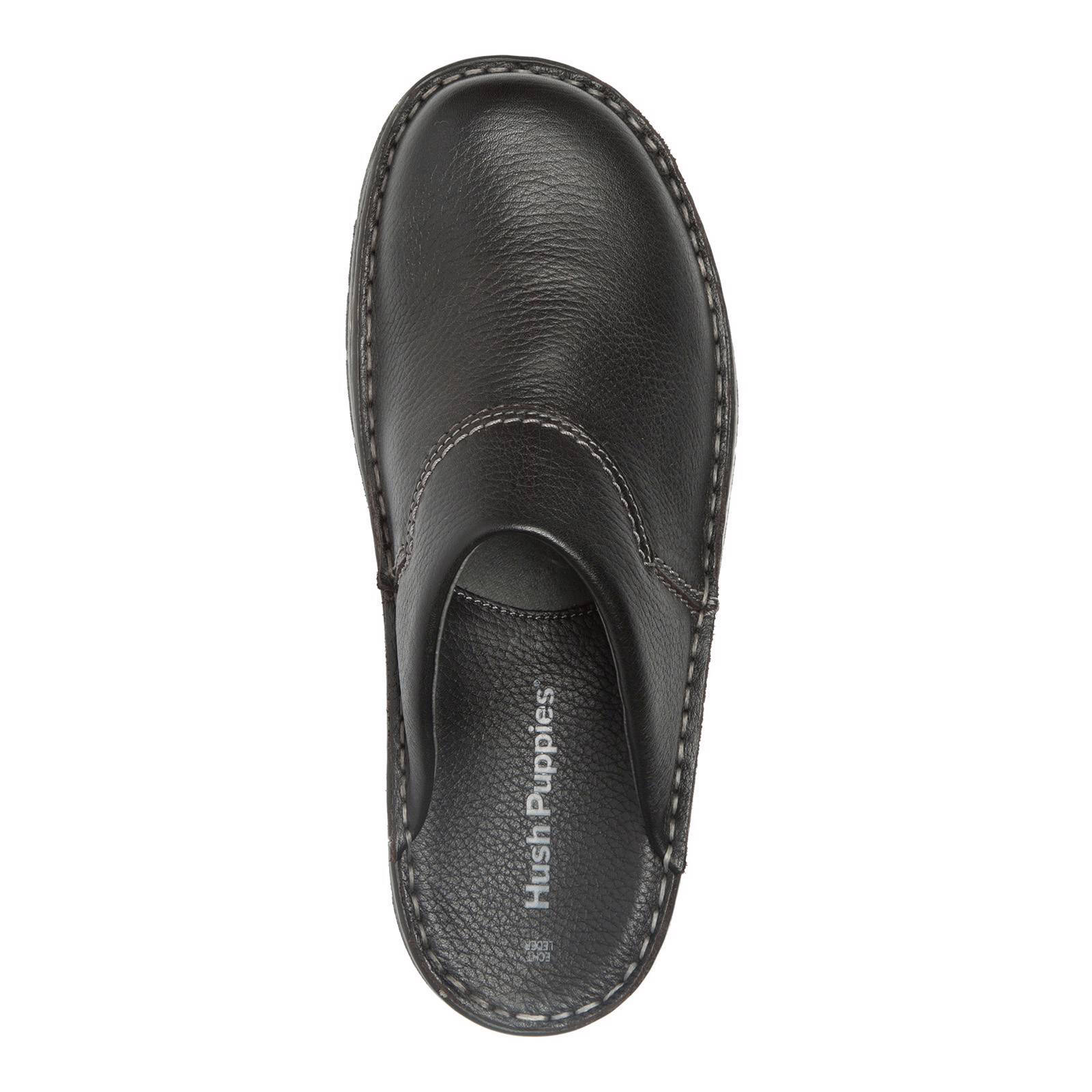 Hush Puppies leren pantoffels zwart | wehkamp