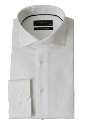 slim fit oxford strijkvrij overhemd wit