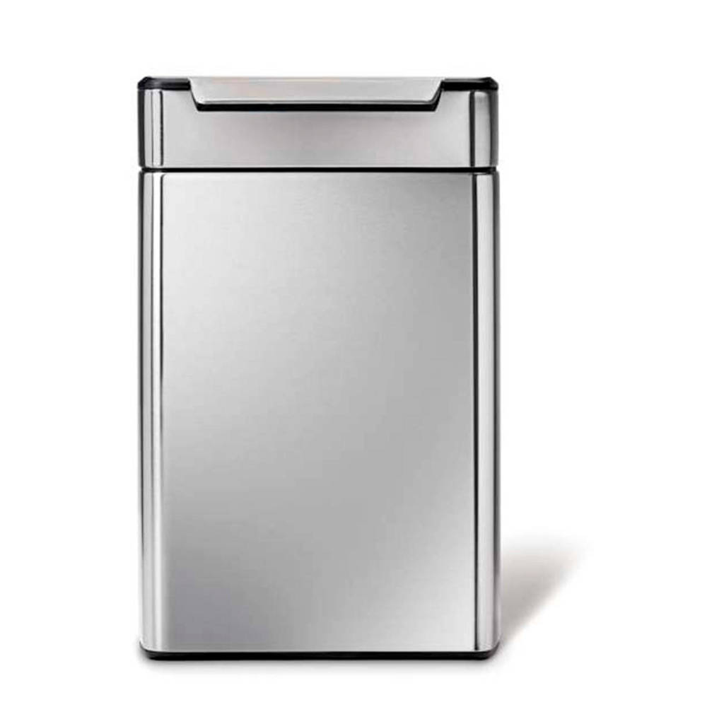 SimpleHuman Rectangular Touch Bar 2x24 liter pedaalemmer, Zilver