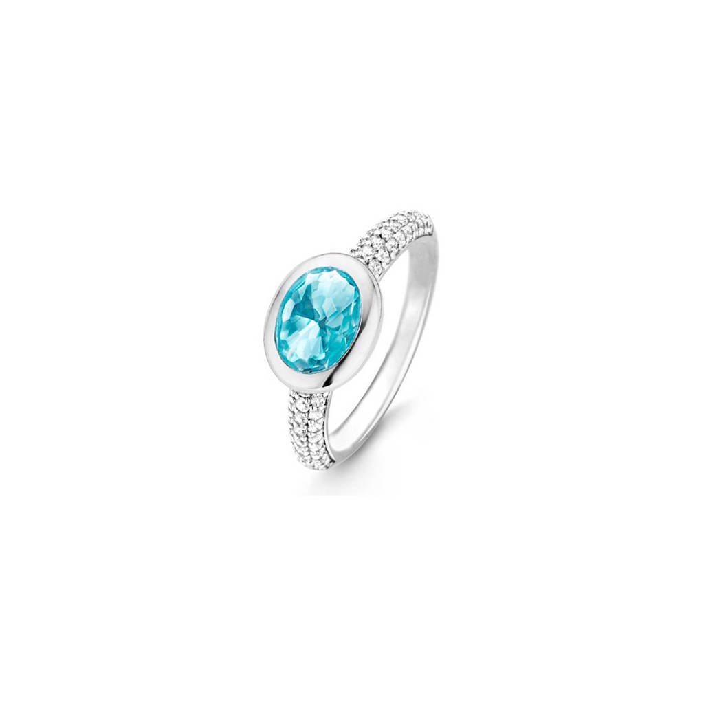 Ti Sento zilveren ring, Zilver/blauw