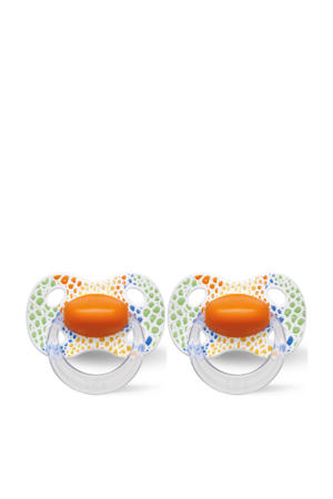Happiness Natural fopspeen Wild 0-6 mnd oranje (2 stuks)