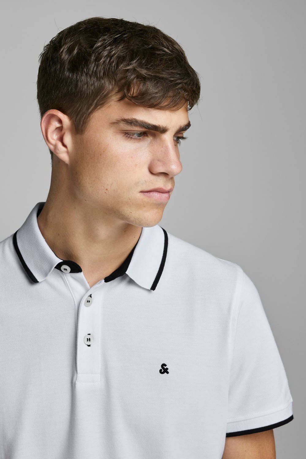 JACK JONES ESSENTIALS slim fit polo JJEPAULOS wit wehkamp