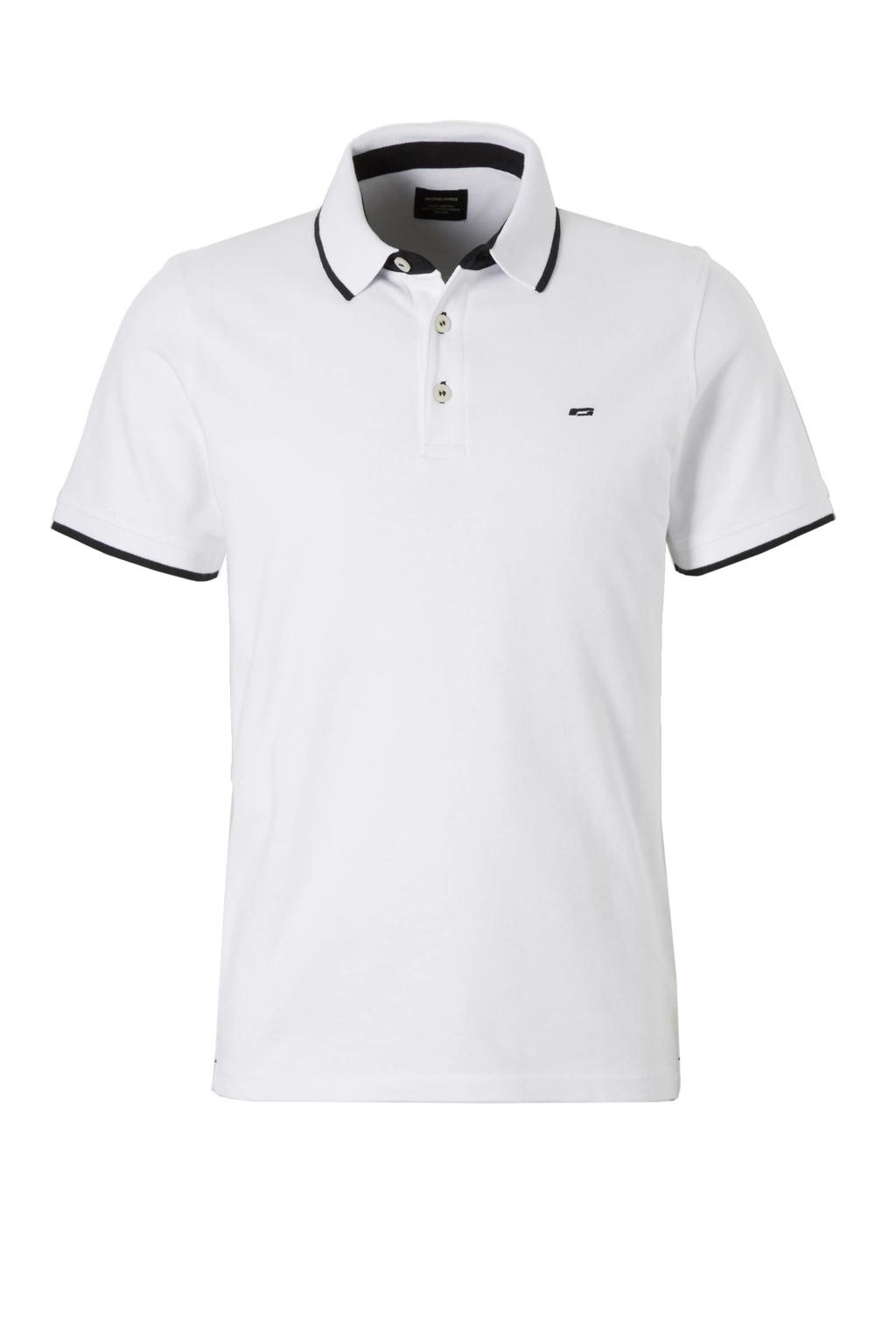 JACK & JONES ESSENTIALS slim fit polo JJEPAULOS wit