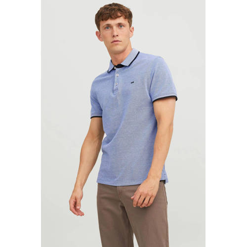 JACK & JONES ESSENTIALS slim fit polo JJEPAULOS lichtblauw afbeelding