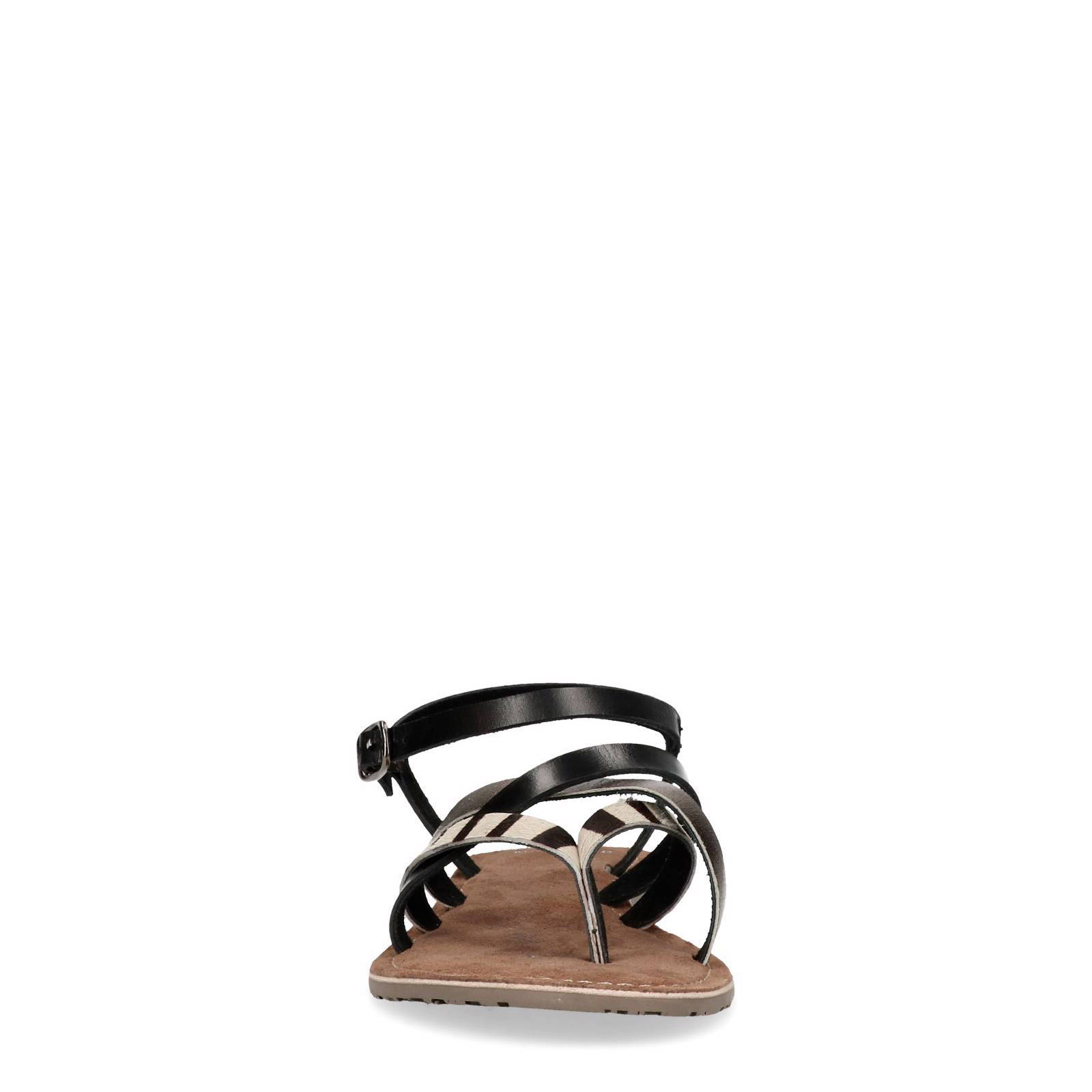 Manfield leren sandalen met zebraprint | wehkamp