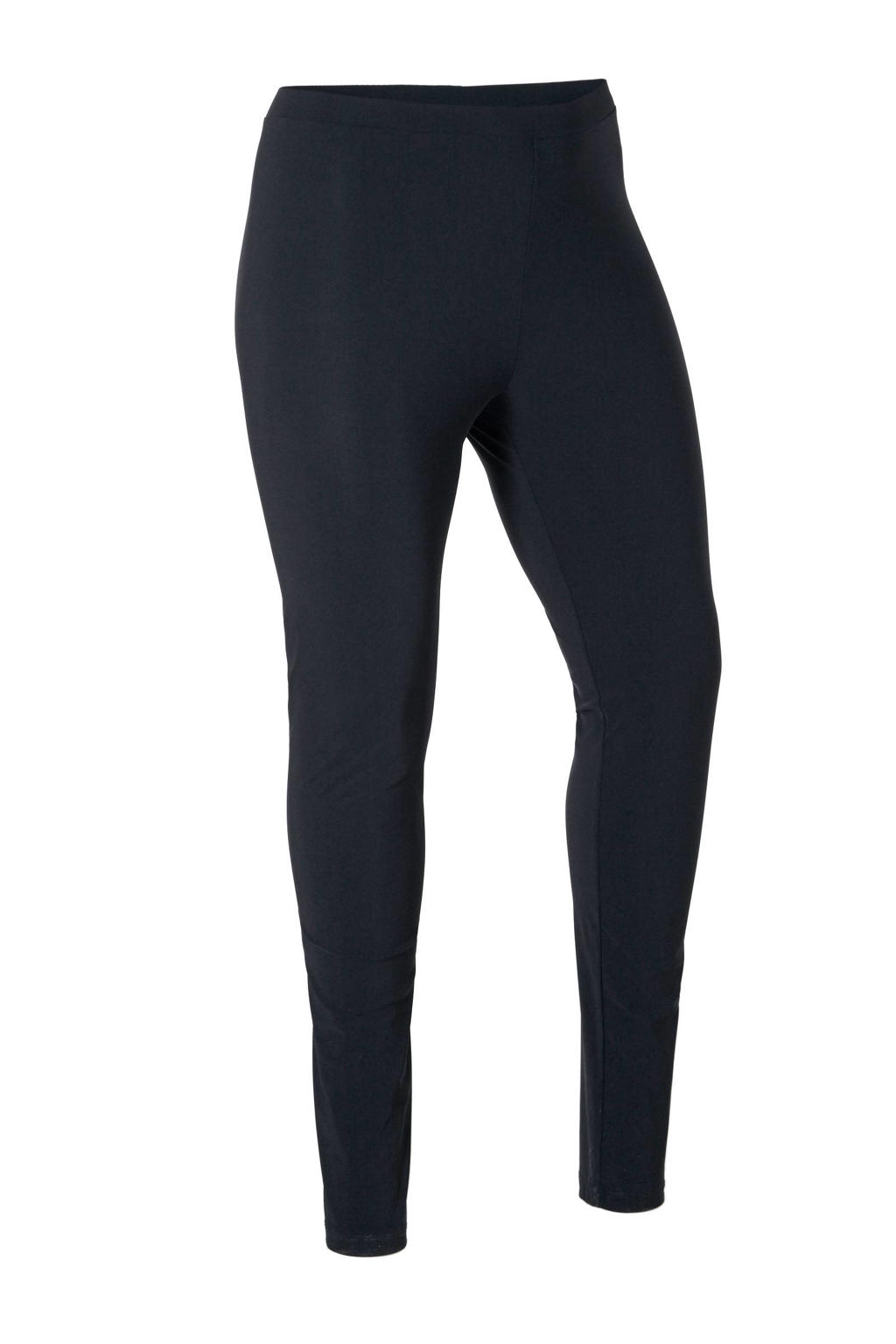Zwarte dames Plus Basics slim fit legging van travelstof met regular waist, elastische tailleband en effen