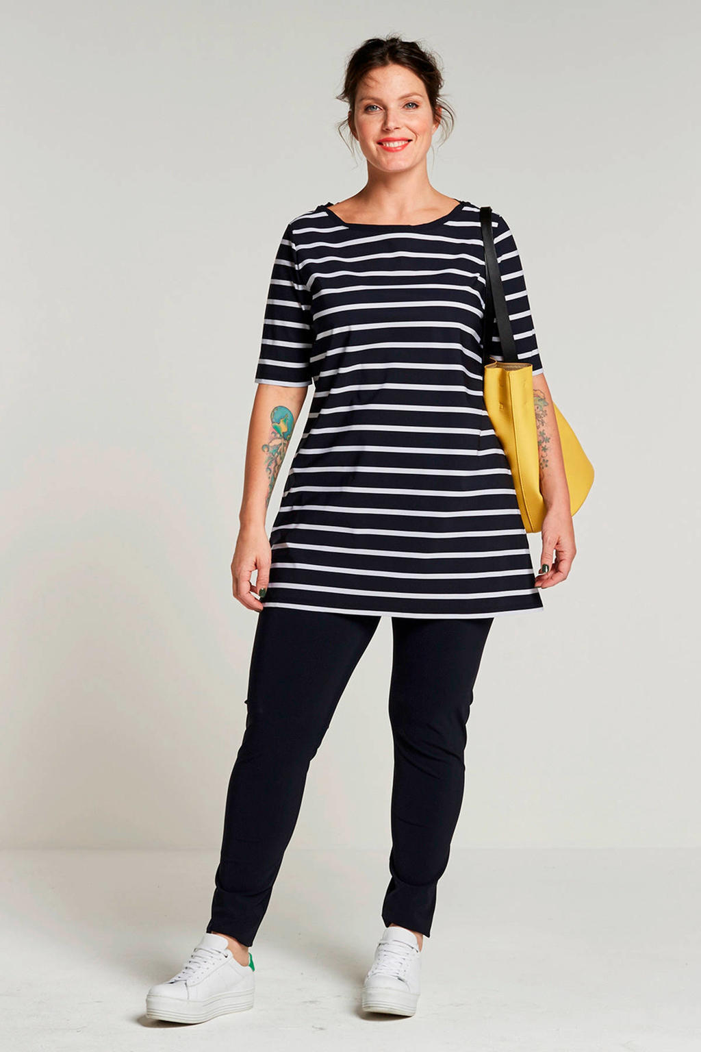 Plus Basics slim fit legging van travelstof donkerblauw