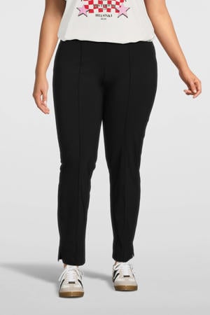 straight fit broek van travelstof zwart