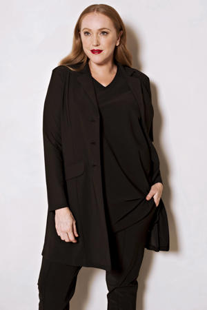lange blazer van travelstof zwart