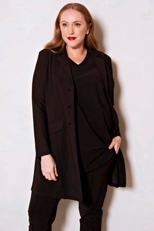lange blazer van travelstof zwart