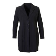 thumbnail: Plus Basics lange blazer van travelstof zwart