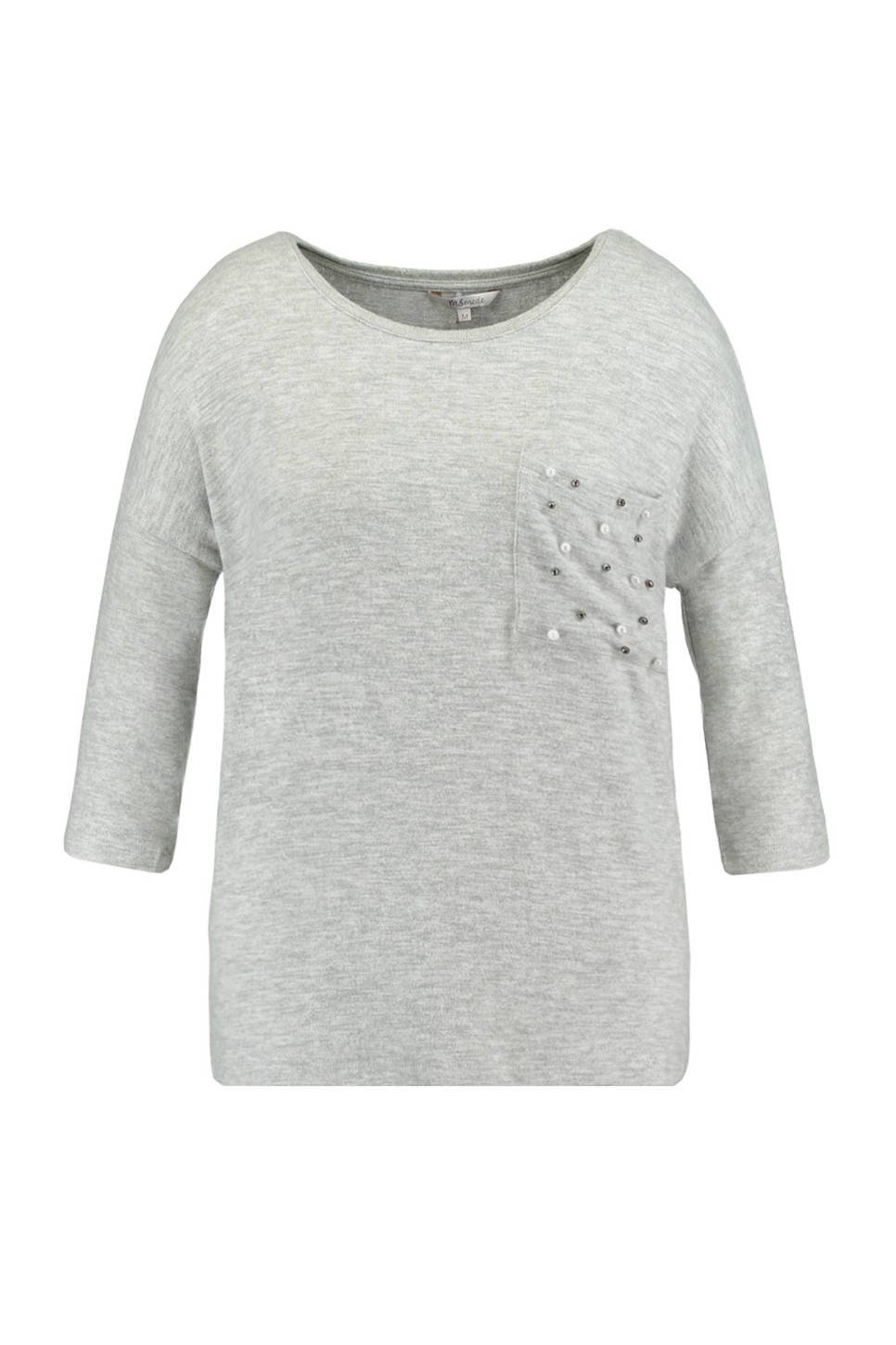 MS Mode T-shirt met pareltjes (dames), Lichtgrijs