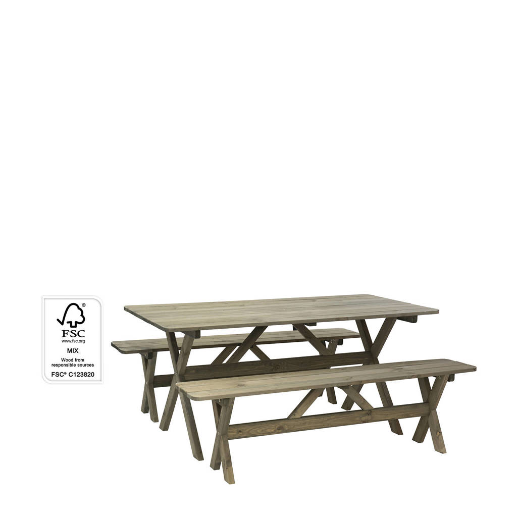 Pro Garden Picknickset, Naturel met lichtgrijs