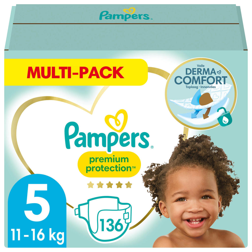 Pampers Premium Protection Luiers - Maat 5 (11-16 kg) - 136 stuks - Multi-Pack