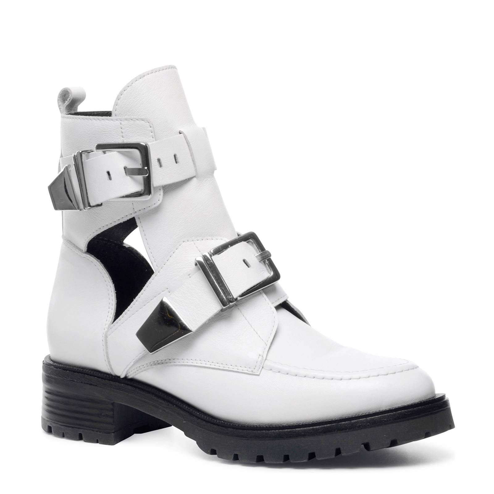 Sacha leren cut out bikerboots wit | wehkamp Sacha leren cut out bikerboots | wehkamp