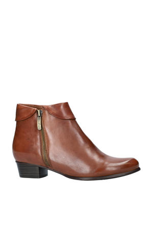 Stefany 03 leren enkellaarzen cognac