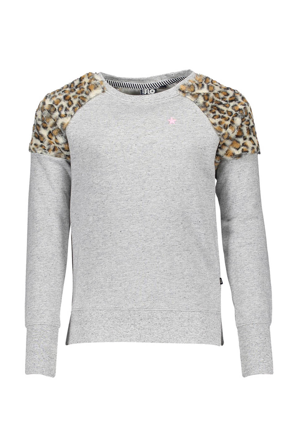 Like Flo sweater, Grijs melange/luipaard