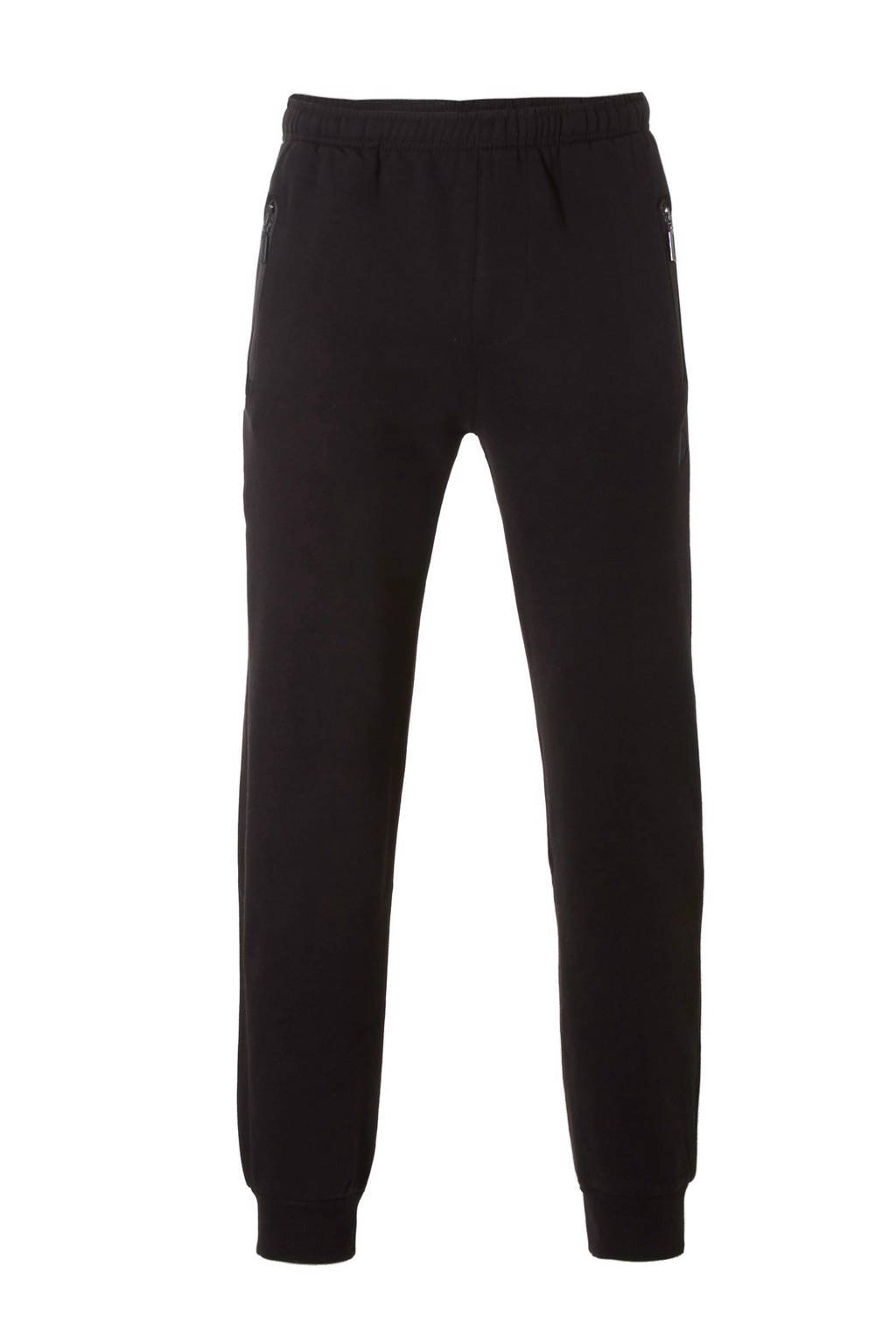 Zwarte heren Donnay trainingsbroek van polyester met regular fit, regular waist, elastische tailleband met koord en logo dessin